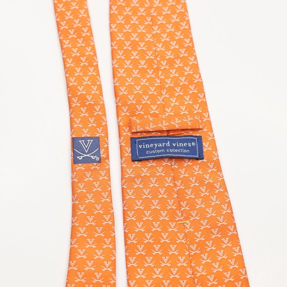 Vineyard Vines 100% Silk Neck Tie University of Virginia Cavaliers Orange - Picture 3 of 5